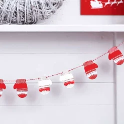Party Delights Hanging Decorations<Red & White Festive Mitten Wooden Bunting - 1.5M