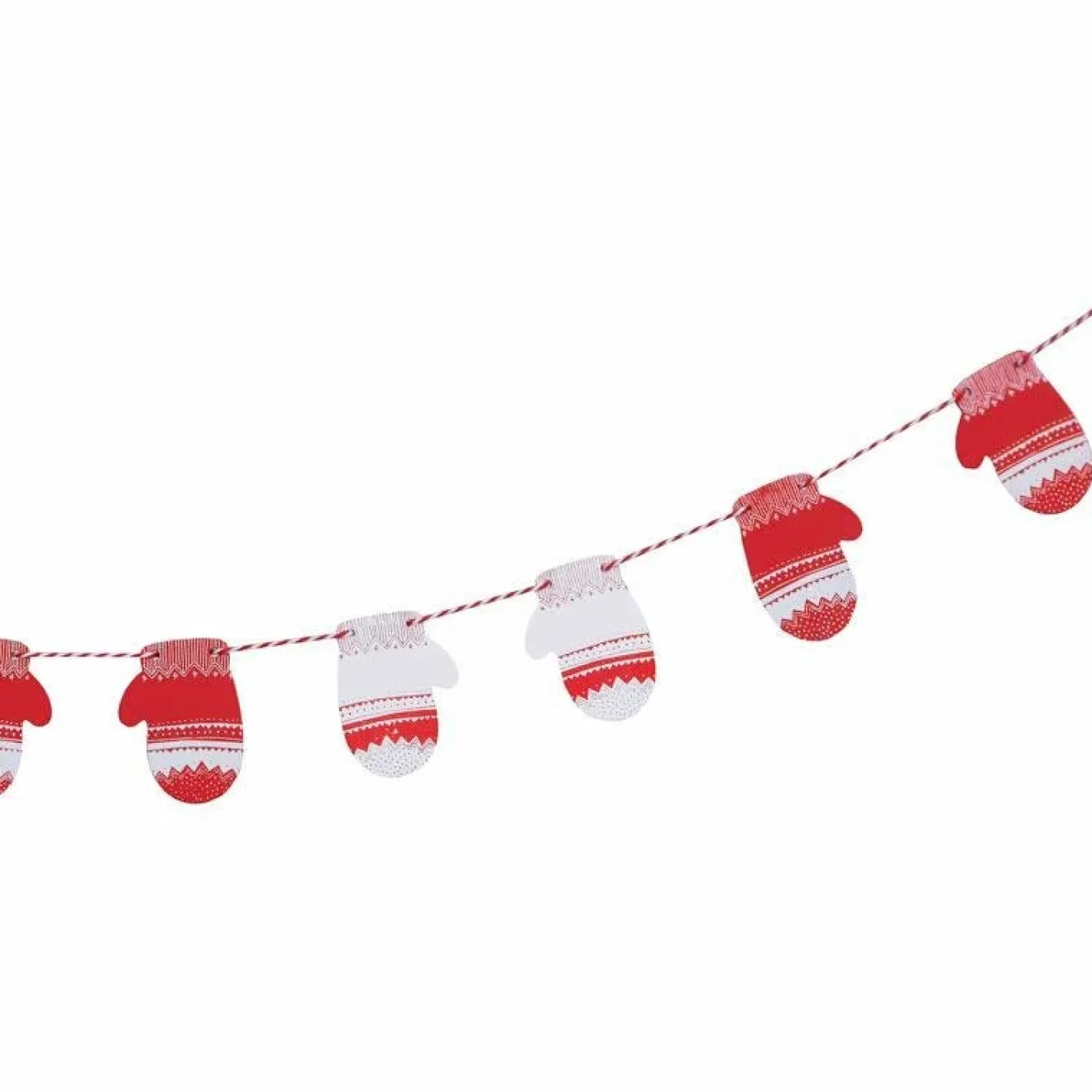 Party Delights Hanging Decorations<Red & White Festive Mitten Wooden Bunting - 1.5M