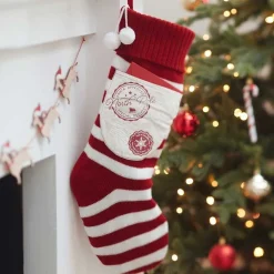 Party Delights Stockings & Sacks<Red & White Knitted Stocking With Pocket - 50Cm