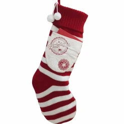 Party Delights Stockings & Sacks<Red & White Knitted Stocking With Pocket - 50Cm