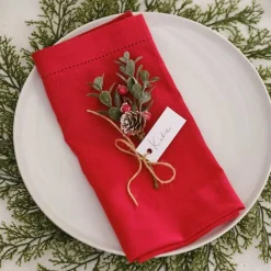 Party Delights Tableware<Red Berry Sprig Place Card Holders - 15Cm (6Pk)