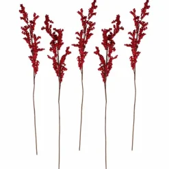 Red Berry Stems Christmas Foliage - 75Cm (5Pk)<Party Delights Sale