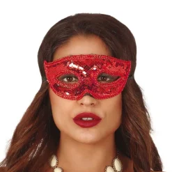Red Glitter Masquerade Mask<Party Delights Outlet