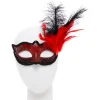 Red Masquerade Mask With Glitter & Feathers<Party Delights New