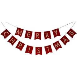 Party Delights Hanging Decorations<Red Merry Christmas Velvet Bunting - 2M