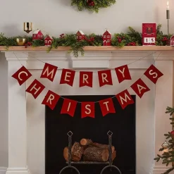 Party Delights Hanging Decorations<Red Merry Christmas Velvet Bunting - 2M