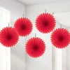 Red Paper Fan Decorations - 15Cm (5Pk)<Party Delights Hot