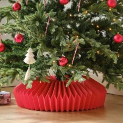 Party Delights Christmas Party Accessories<Red Paper Honeycomb Tree Skirt - 50Cm