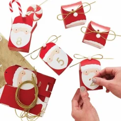 Party Delights Christmas Party Accessories<Red Santa Shaped Christmas Advent Calendar Boxes (24Pk)