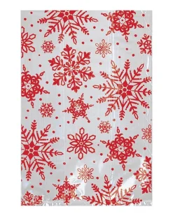 Party Delights Gift Wrapping<Red Snowflake Cello Bags 10Cm X 15Cm (25Pk)
