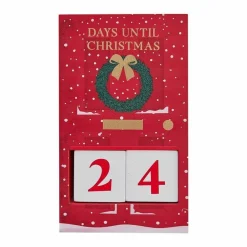 Party Delights Christmas Party Accessories<Red Wooden Christmas Door Countdown Calendar - 15Cm