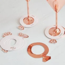 Ring Shaped Rose Gold Foil Drink Markers (10Pk)<Party Delights Clearance
