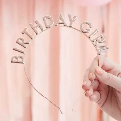 Rose Gold Birthday Girl Metal Headband<Party Delights New