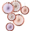 Rose Gold Floral Fan Decoration Kit (6Pk)<Party Delights Clearance
