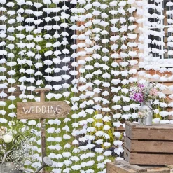 Rustic Country White Floral Curtain Backdrop<Party Delights