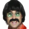 60S Black Mersey Wig & Tash<Party Delights Outlet