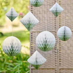 Sage Dip Dye Paper Honeycomb Decorations (8Pk)<Party Delights Discount
