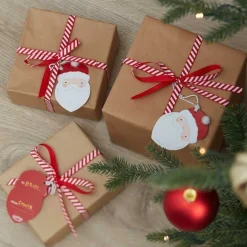 Party Delights Gift Wrapping<Santa Face Gift Tags With Red & White Ribbon (8Pk)