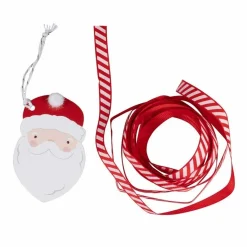 Party Delights Gift Wrapping<Santa Face Gift Tags With Red & White Ribbon (8Pk)
