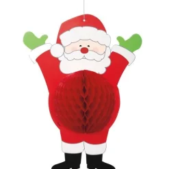 Party Delights Hanging Decorations<Santa Honeycomb Hanging Decoration - 35Cm