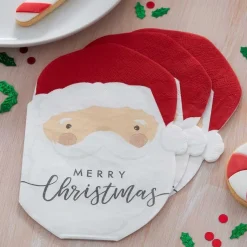 Party Delights Tableware<Santa Shaped Paper Napkins (16Pk)