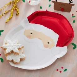 Party Delights Tableware<Santa Shaped Paper Plates 30Cm (8Pk)