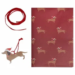 Party Delights Gift Wrapping<Sausage Dog Christmas Wrapping Paper Kit - 2 Sheets (70Cm X 50Cm) With Tags & Ribbon