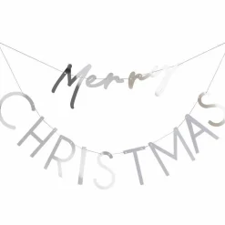 Silver Acrylic Merry Christmas Banner - 82Cm<Party Delights Sale