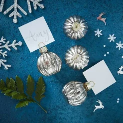 Party Delights Tableware<Silver Bauble Place Card Holder - 4Cm (6Pk)