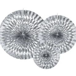 Silver Fans (3Pk)<Party Delights Clearance