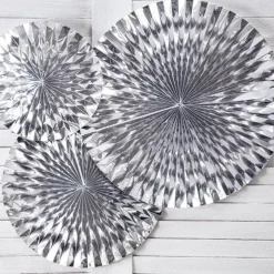 Silver Fans (3Pk)<Party Delights Clearance