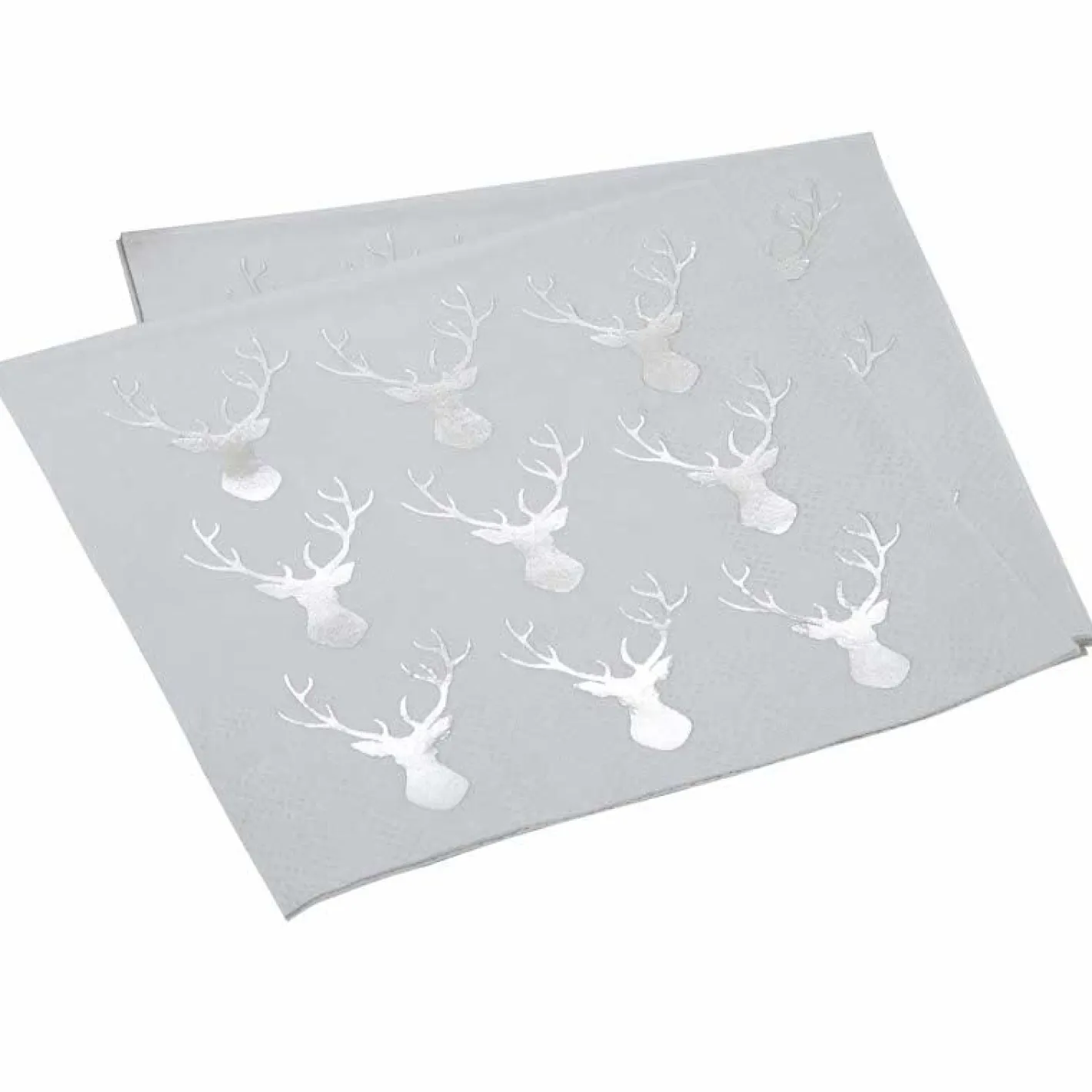 Party Delights Tableware<Silver Foiled Stag Paper Beverage Napkins (20Pk)