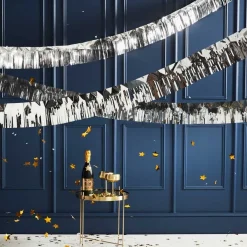 Silver Fringe Foil Garland - 5M<Party Delights Outlet