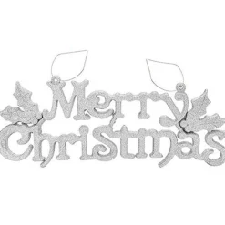 Party Delights Hanging Decorations<Silver Glitter Merry Christmas Sign - 39Cm X 15.5Cm