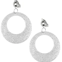 Silver Glitter Mod Earrings<Party Delights Best