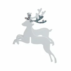 Party Delights Tableware<Silver Glitter Reindeer Glass Decoration (10Pk)