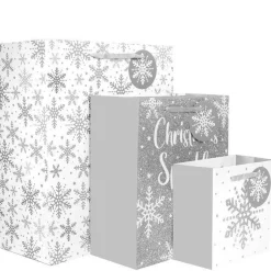 Party Delights Gift Wrapping<Silver Glitter Snowflake Gift Bag Set (3Pk)