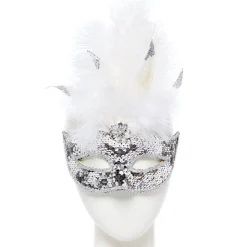 Silver Masquerade Mask With Sequins<Party Delights Discount