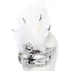 Silver Masquerade Mask With Sequins<Party Delights Discount