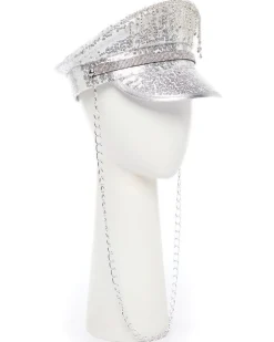 Silver Sequin Biker Hat<Party Delights New
