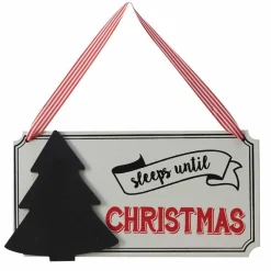 Sleeps Until Christmas Wooden Sign - 21.5Cm<Party Delights Clearance