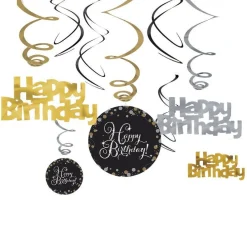 Sparkling Celebration Happy Birthday Hanging Swirls - 45Cm (12Pk)<Party Delights Outlet
