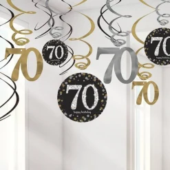 Sparkling Celebration 70Th Birthday Hanging Swirls - 45Cm (12Pk)<Party Delights Sale