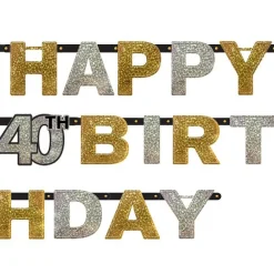 Sparkling Celebration 40Th Birthday Letter Banner - 2M<Party Delights Discount