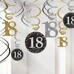 Sparkling Celebration 18Th Birthday Hanging Swirls - 45Cm (12Pk)<Party Delights Sale