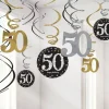 Sparkling Celebration 50Th Birthday Hanging Swirls - 45Cm (12Pk)<Party Delights Outlet
