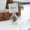 Party Delights Tableware<Sprig Foliage Glass Bauble Place Card Holders - 4Cm (6Pk)