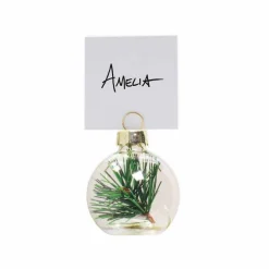 Party Delights Tableware<Sprig Foliage Glass Bauble Place Card Holders - 4Cm (6Pk)