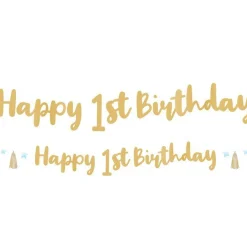 1St Birthday Blue Letter Banner - 1.8M<Party Delights Outlet