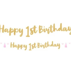 1St Birthday Pink Letter Banner - 1.8M<Party Delights Hot